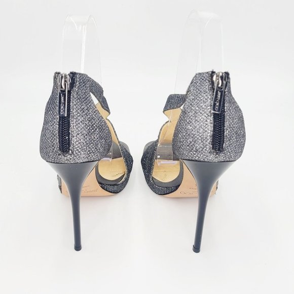 Jimmy Choo Sandals VISION Metallic Grey Crossover Sandals Size 38.5 - Picture 6 of 8